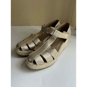Eileen Fisher Tilly Espadrille Wedge Sandal in Platinum Womens Size 10